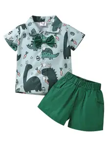 StyleCast Boys Green Printed Shirt With Shorts