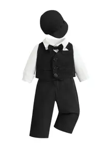 StyleCast Boys Black Shirt with Trousers And Waistcoat