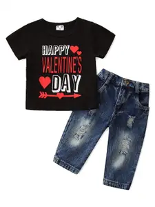 StyleCast Boys Black Printed T-Shirt with Jeans