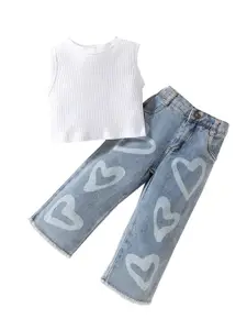 StyleCast Girls White Striped Top with Trousers