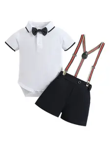 StyleCast Boys White Shirt with Shorts And Suspenders