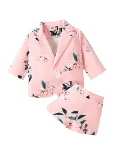 StyleCast Girls Pink Floral Printed Coat with Skirt