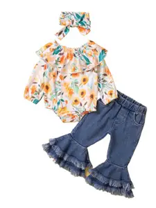 StyleCast Infant Girls Orange Printed Bodysuit Style Top with Trousers