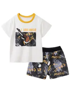 StyleCast Infant Boys White Typography Printed T-shirt with Shorts