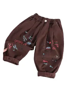 StyleCast Boys Brown Relaxed Fit Clean Look Printed Stretchable Jeans