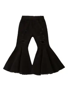 StyleCast Girls Black Flared Mildly Distressed Mid Rise Jeans