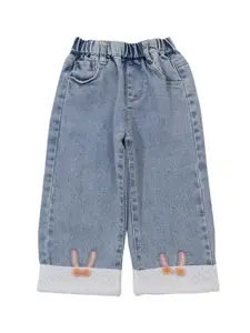 StyleCast Girls Blue Tapered Fit Clean Look Cotton Jeans