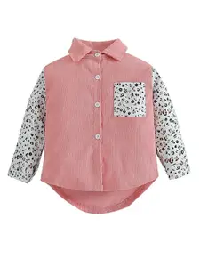 StyleCast Girls Pink Abstract Printed Cotton Casual Shirt
