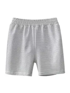 StyleCast Boys Grey Mid-Rise Striped Rapid-Dry Cotton Shorts