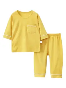 StyleCast Boys Yellow Pure Cotton T-shirt with Trousers
