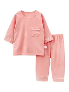 StyleCast Girls Pink Pure Cotton T-shirt with Trousers