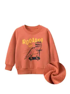 StyleCast Boys Orange Graphic Printed Pullover Sweatshirt