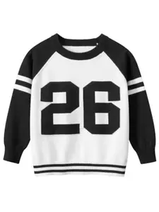 StyleCast Boys White Colourblocked Ribbed Cotton Pullover