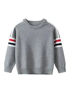 StyleCast Boys Grey Striped Ribbed Cotton Pullover