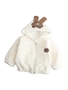 StyleCast Boys White Hooded Cotton Parka Jacket With Faux Fur Trim