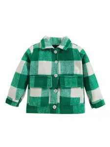 StyleCast Boys Green Checked Windcheater Cotton Tailored Jacket