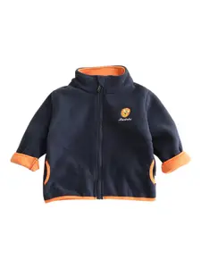 StyleCast Boys Navy Blue Colourblocked Mock Collar Insulator Cotton Tailored Jacket