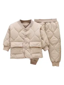 StyleCast Boys Beige Mandarin Collar Cotton Quilted Puffer Jacket