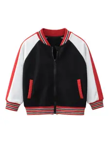 StyleCast Boys Black Colourblocked Insulator Cotton Biker Jacket