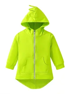 StyleCast Boys Fluorescent Green Hooded Cotton Front-Open Sweatshirt