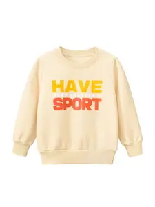 StyleCast Boys Beige Typography Printed Sweatshirt