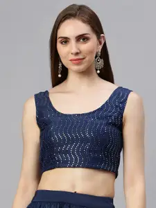 De Moza Sequined Embroidered Sleeveless Saree Blouse