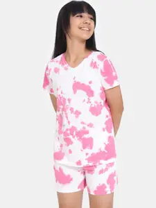 Zivame Girls Tie and Dye Printed V-Neck Pure Cotton Night suit