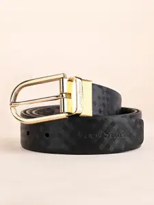 LOUIS STITCH Men Black Textured Leather Reversible Formal Belt