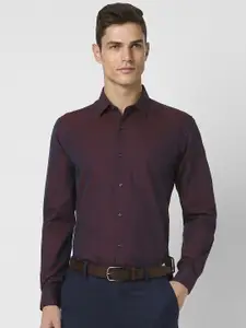Peter England Men Maroon Slim Fit Opaque Formal Shirt