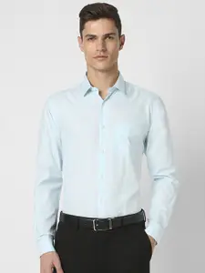 Peter England Men Blue Slim Fit Opaque Striped Formal Shirt