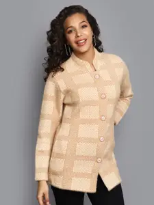 V-Mart Checked Cotton Longline Cardigan Sweater