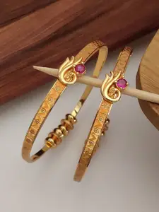 Shining Diva Set Of 2 Gold-Plated Crystals-Studded Bangles