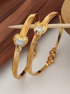 Shining Diva Set Of 2 Gold-Plated Crystal-Studded Bangles