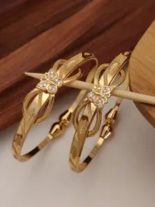 Shining Diva Set Of 2 Gold-Plated Crystals -Studded Bangles