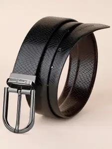 LOUIS STITCH Men Textured Leather Reversible Formal Belt