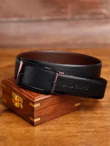 LOUIS STITCH Men Textured Leather Reversible Formal Belt