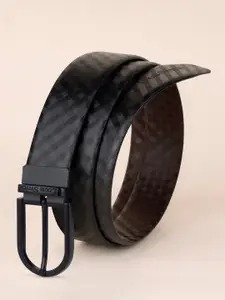 LOUIS STITCH Men Textured Leather Reversible Formal Belt