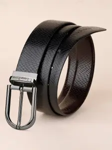 LOUIS STITCH Men Textured Leather Reversible Formal Belt