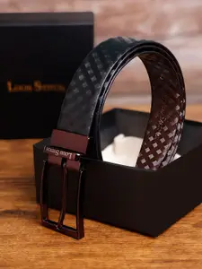 LOUIS STITCH Men Textured Leather Reversible Formal Belt