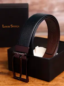 LOUIS STITCH Men Textured Leather Reversible Formal Belt