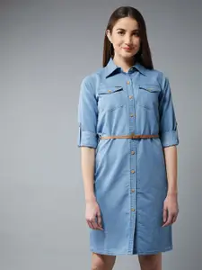 DressBerry Blue Pure Cotton Shirt Dress