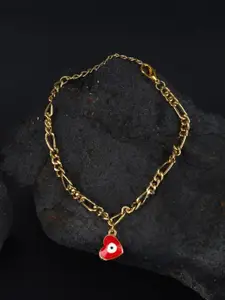 Stylecast X KPOP Gold-Plated Heart Shaped Enamelled Evil Eye Charm Bracelet