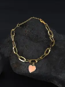 Stylecast X KPOP Gold-Plated Heart Shaped Enamelled Evil Eye Charm Bracelet