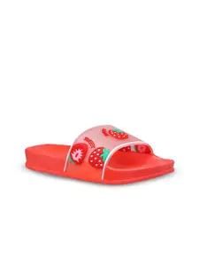 Yellow Bee Girls Strawberry Printed Rubber Sliders