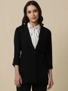 Allen Solly Woman Peaked Lapel Three-Quarter Sleeves Single-Breasted Blazer
