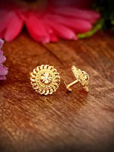 Vighnaharta Set of 4 Gold-Plated Floral Studs Earrings