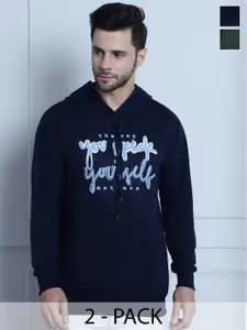 VIMAL JONNEY Pack Of 2 Typography Printed Fleece Sweatshirt