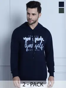 VIMAL JONNEY Pack Of 2 Typographic Printed Cotton Fleece Sweatshirt
