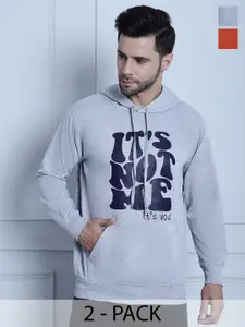 VIMAL JONNEY Pack Of 2 Typography Printed Fleece Sweatshirt