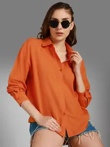 High Star Classic Boxy Spread Collar Long Sleeves Cotton Casual Shirt